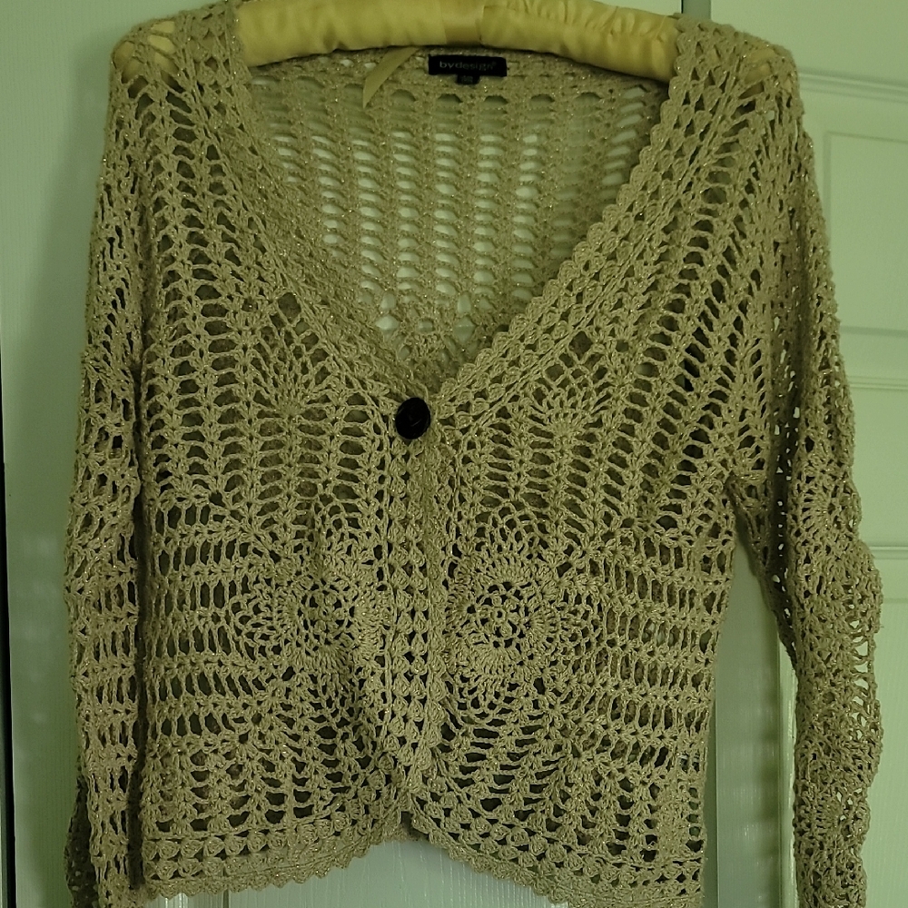 Elegant Beige Crochet Cardigan